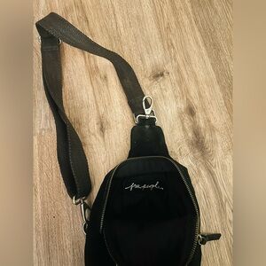 Free People Black Hudson Suede Sling Bag